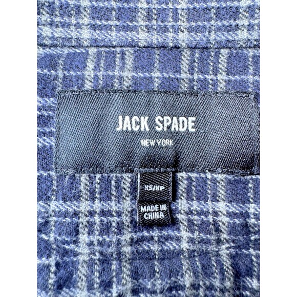 Jack Spade New York Button Up Shirt Men XS Blue Plaid Corduroy Elbow Patches - Picture 6 of 12